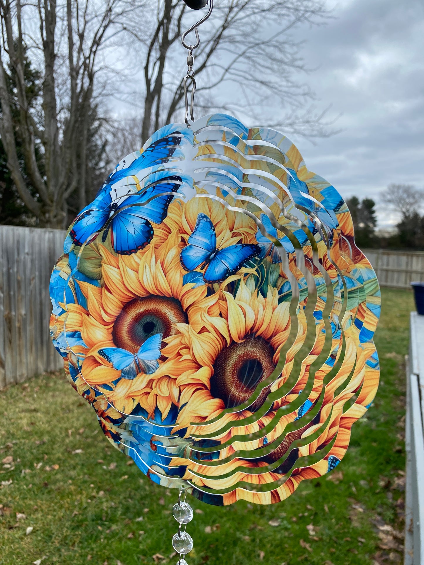 Sunflower and Blue Butterfly Wind Spinner