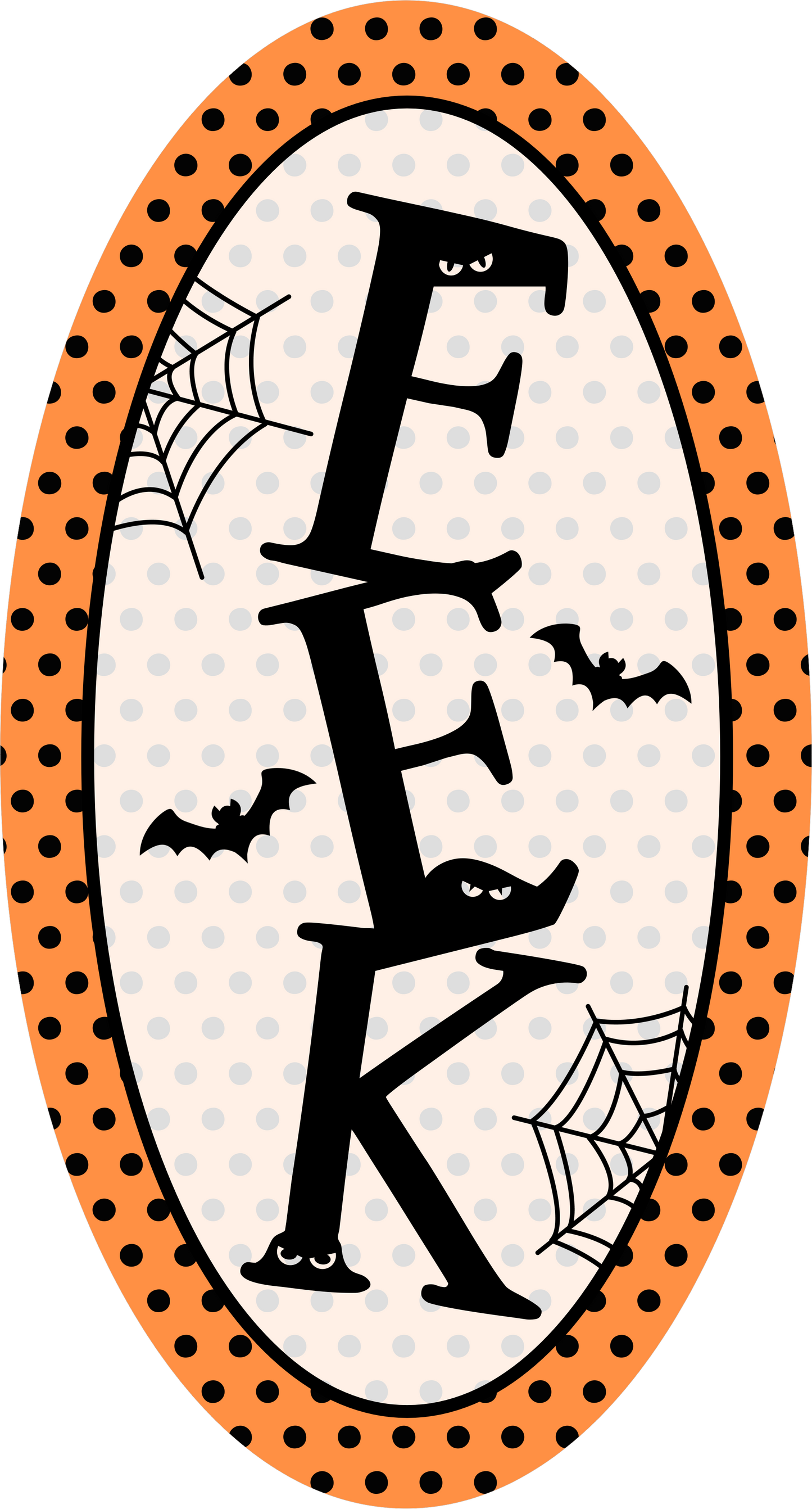 Eek Bats Orange Black Polka Dots Oval Wreath Sign