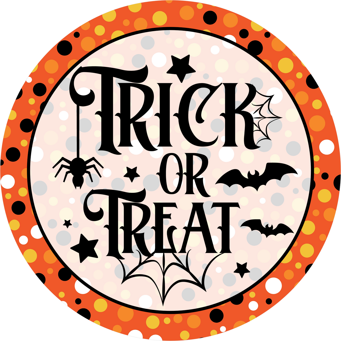 Orange Border Trick or Treat Round Wreath Sign