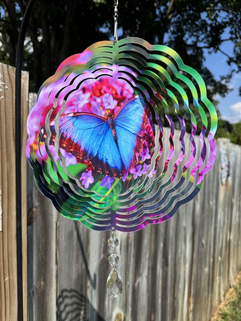 Blue Butterfly Wind Spinner
