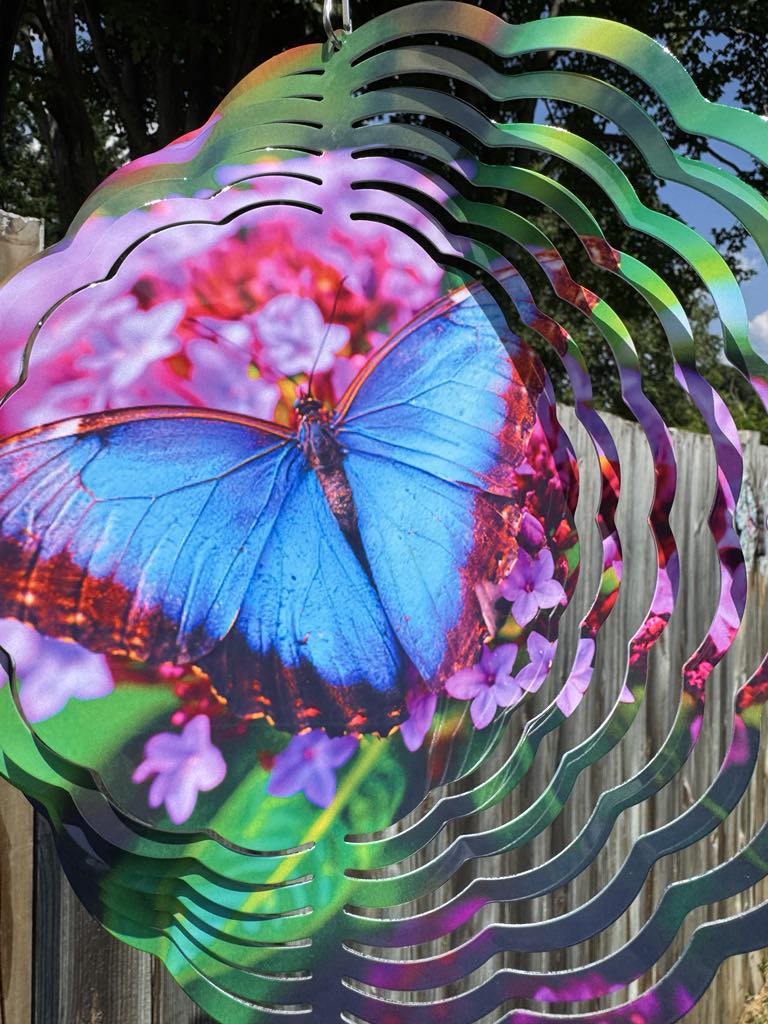 Blue Butterfly Wind Spinner