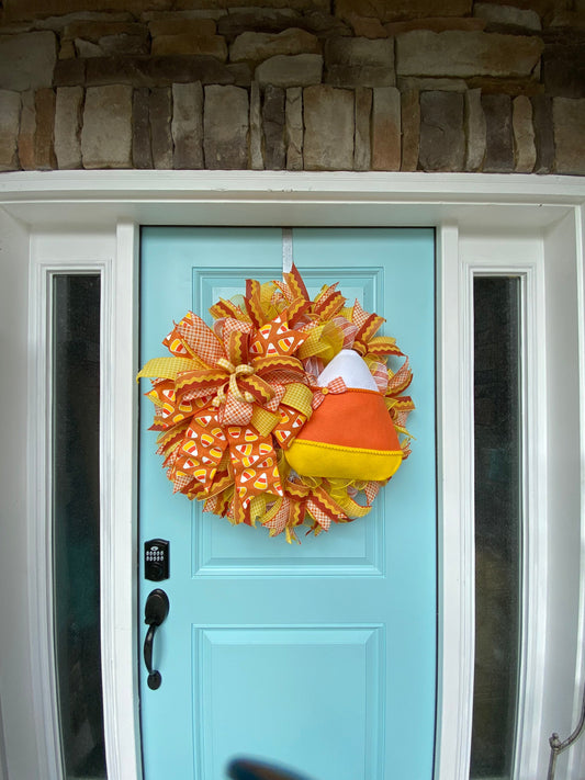 Candy Corn Halloween Wreath for Front Door