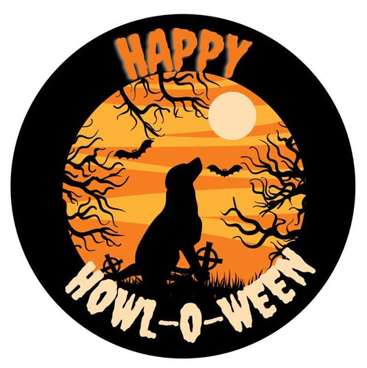 Dog halloween wreath sign, happy howl o ween sign, dog lover halloween gift, pick your size circle wreath attachment, signs for wreaths