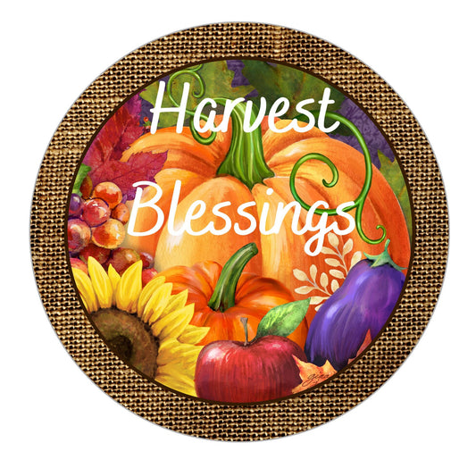 Harvest Blessings Fall Wreath Sign, Autumn Welcome Wreath Attachment, pumpkin patch decor, farmhouse sunflower fall wreath sign, sws 101