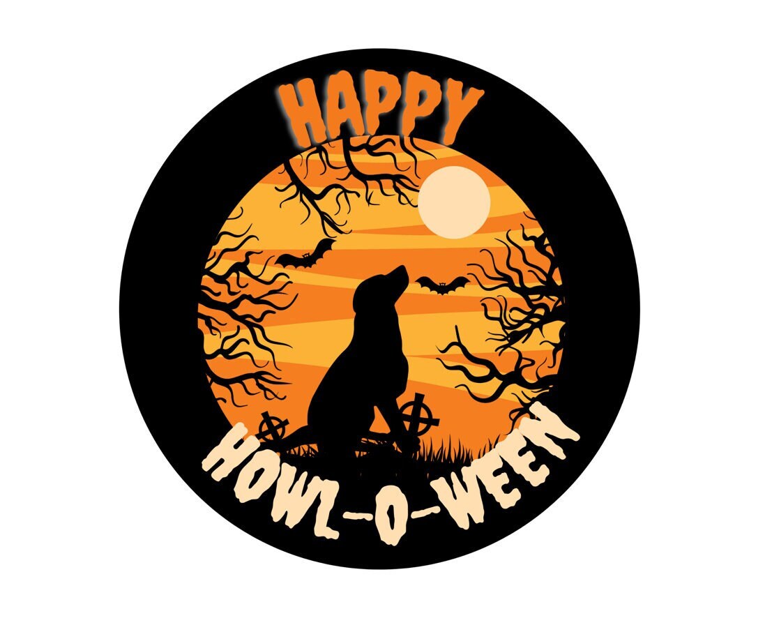 Dog halloween wreath sign, happy howl o ween sign, dog lover halloween gift, pick your size circle wreath attachment, signs for wreaths