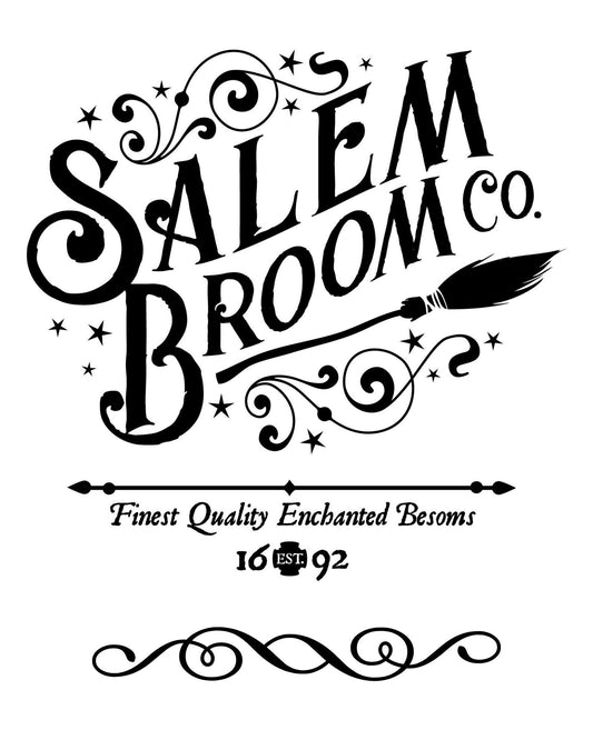 Black and white halloween wreath sign, salem broom company wreath attachment, wreath supplies, wreath center, wreath embellishments