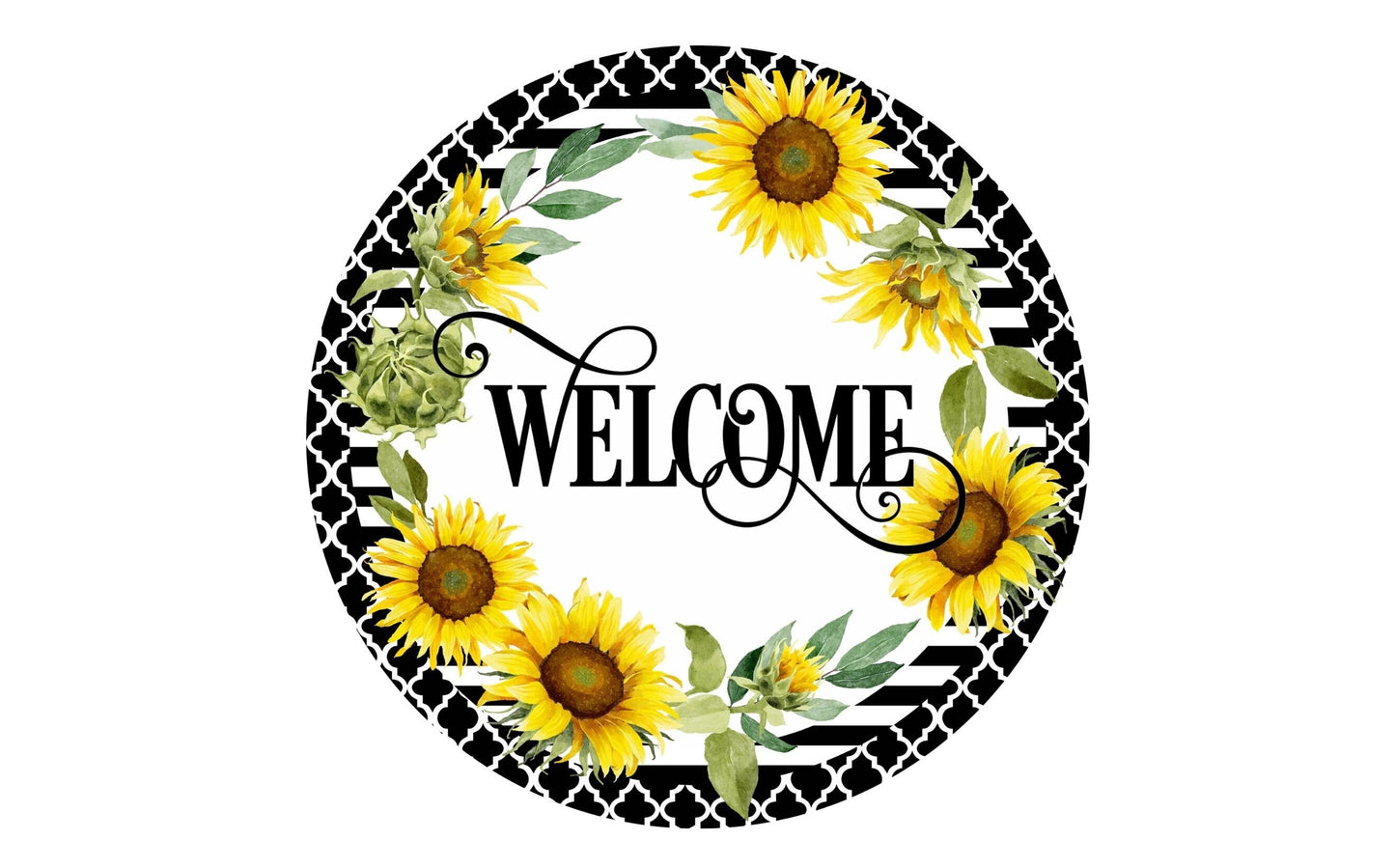 Fall Sunflower wreath sign, Welcome Sunflower round wreath attachment, Summer and Fall Sign for Home Decor, signs for wreaths
