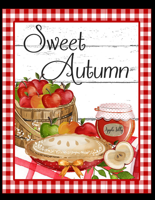 Sweet Autumn Wreath Sign, Apple Pie wreath attachment, Fall Harvest Fruit Sign, Farmhouse Kitchen Sign, signs for wreaths