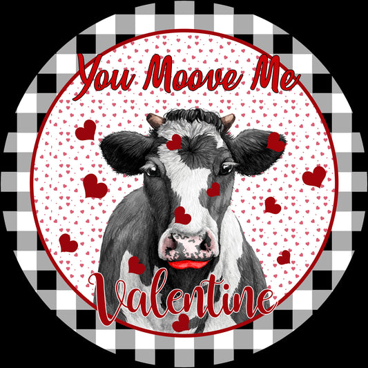 Valentine wreath sign, Cow Red Hearts wreath attachment, valentine sign, black buffalo plaid valentine's day farmhouse wreath sign