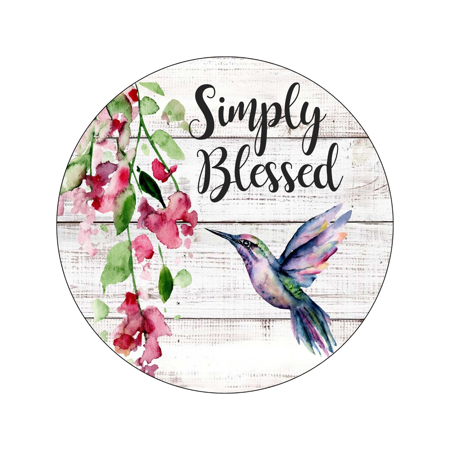 Simply Blessed wreath sign with hummingbird, Everyday floral metal wreath attachment, Wood look Welcome sign, signs for wreaths