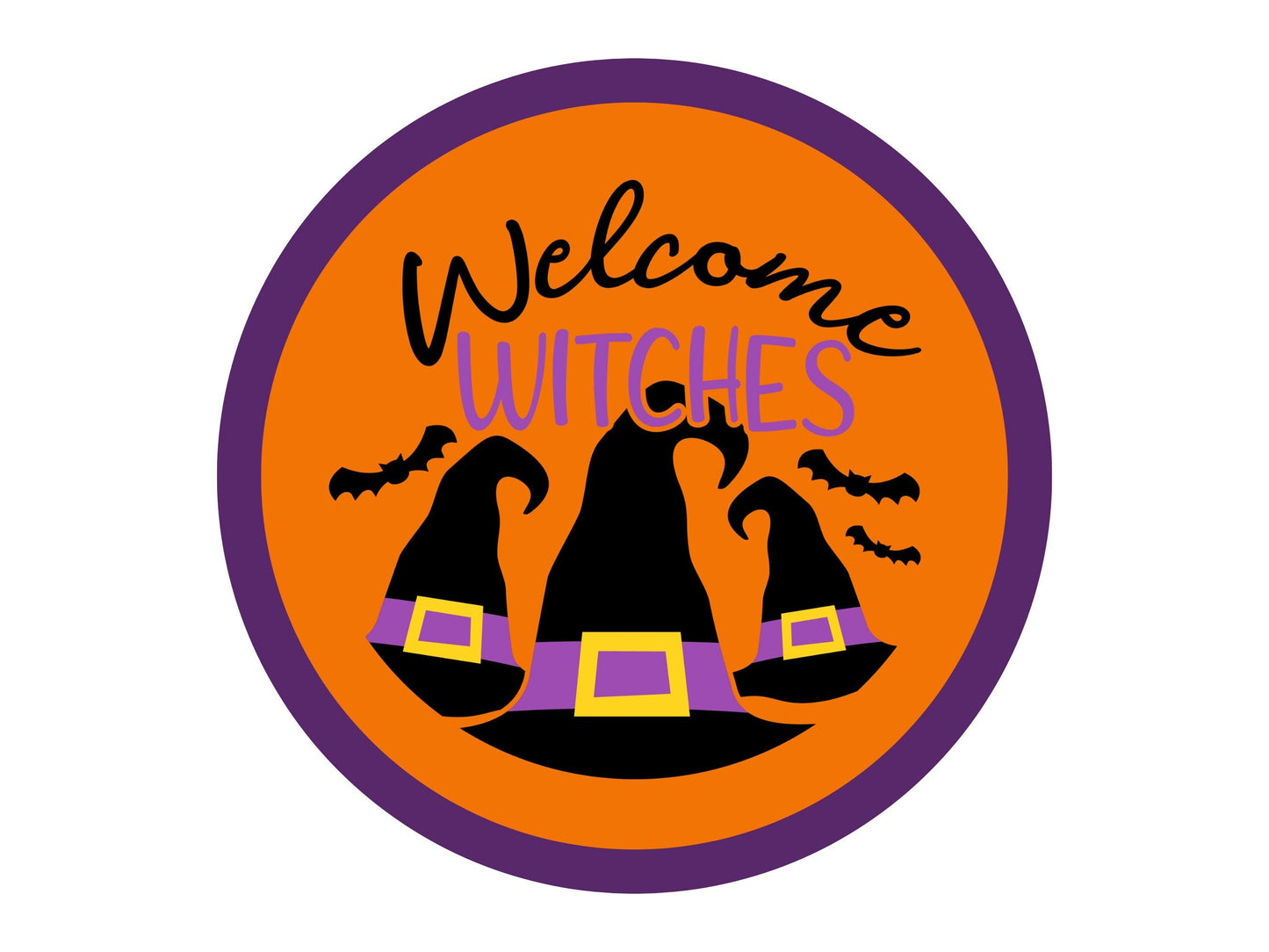 Welcome Witches Halloween Wreath Sign, Halloween Wreath Attachment, Halloween Decor, Halloween Witch Sign , Halloween purple and Orange sign