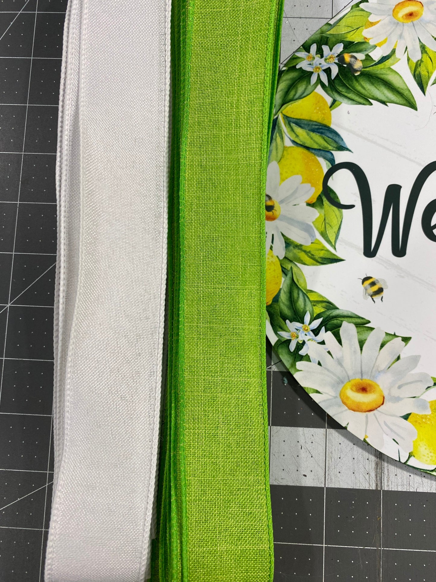 Lemon welcome wreath kit, deco mesh diy wreath kit, lemon sign & ribbon kit, make your own wreath, craft supplies for wreath and instruction
