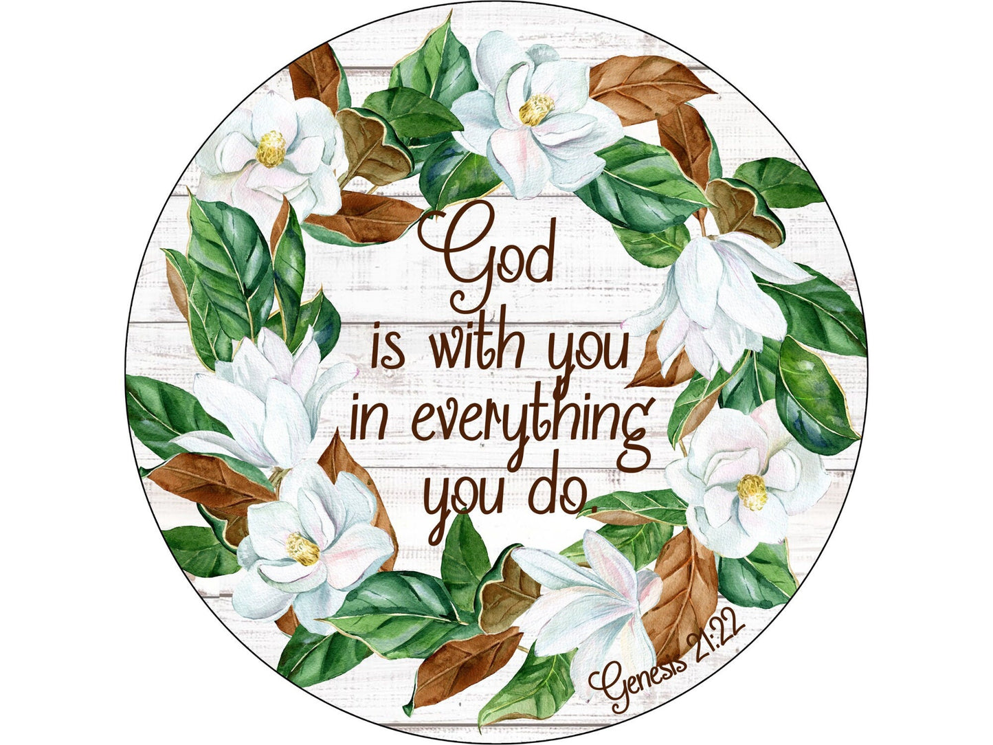 Religious Bible Verse Southern Magnolia Wreath Sign, Shiplap country magnolia wreath attachment, Genisis Verse Bible Study Gift