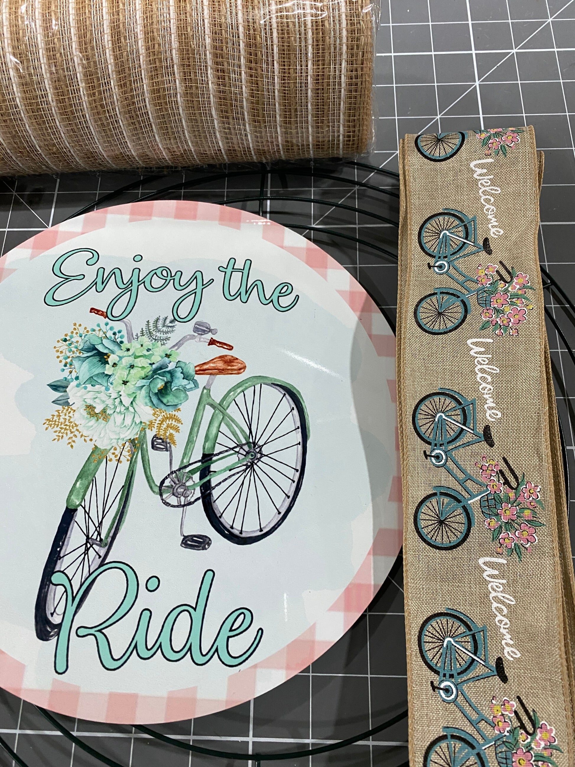 DIY Wreath Kit, Bicycle Wreath Kit, Everyday Wreath Kit, Enjoy The Ride Wreath Kit, Door Wreath Kit, Spring Bicycle Wreath