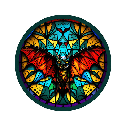 Colorful Faux Stained Glass Halloween Bat Wreath Sign, Spooky Halloween Wreath Attachment, Gothic October 31 Decor, Halloween Wreath Sign
