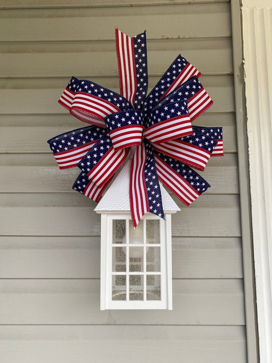 Large Patriotic Wreath Bow for July 4th Decor, USA bow, July 4th Bow, Patriotic Mailbox Bow, Patriotic Bow, Flag Decor, Summer Lantern Bow,