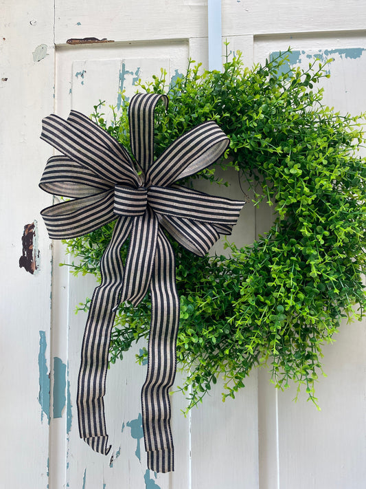 Farmhouse Stripe Everyday Wreath Bow