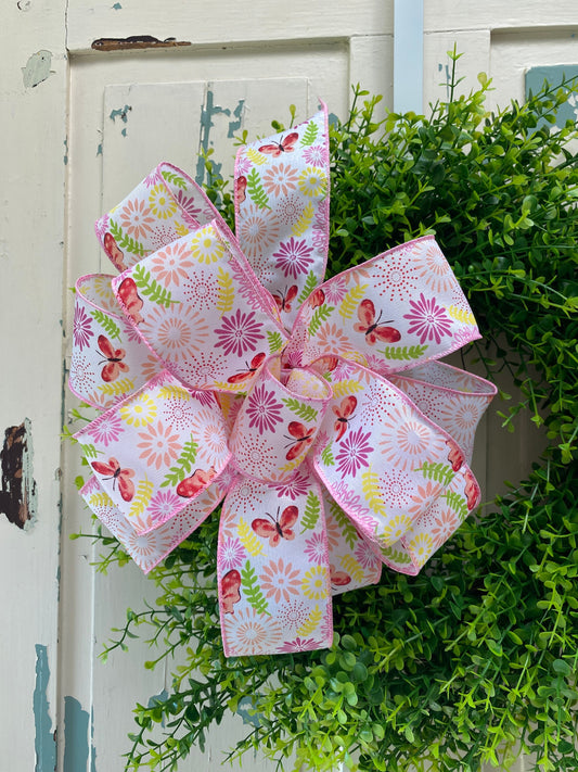 Summer Butterfly Wreath Bow