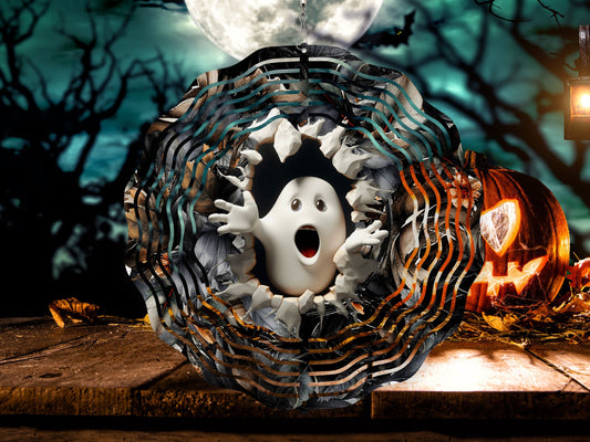Halloween 3D Ghost Wind Spinner, Spooky Porch Wind Catcher, Fall Hanging Outdoor Decoration. Garden Porch Decor Gifts