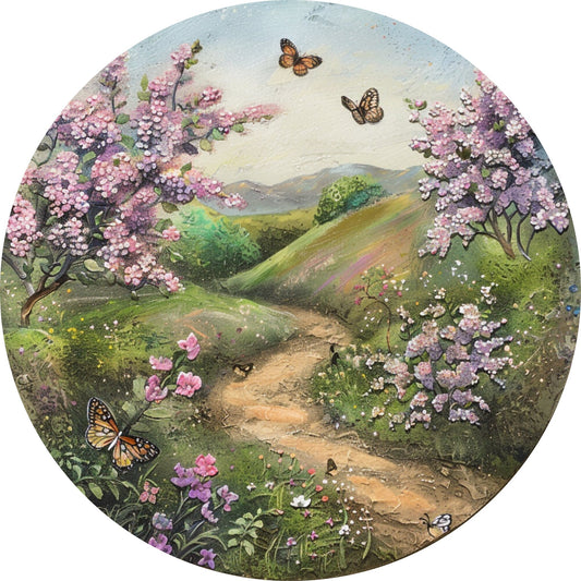 Welcome Lilac and Butterfly floral wreath sign, spring summer wreath attachment, Lilac spring flowers welcome metal sign, signs for wreaths