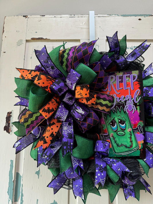 Cute Monster Halloween wreath for front door