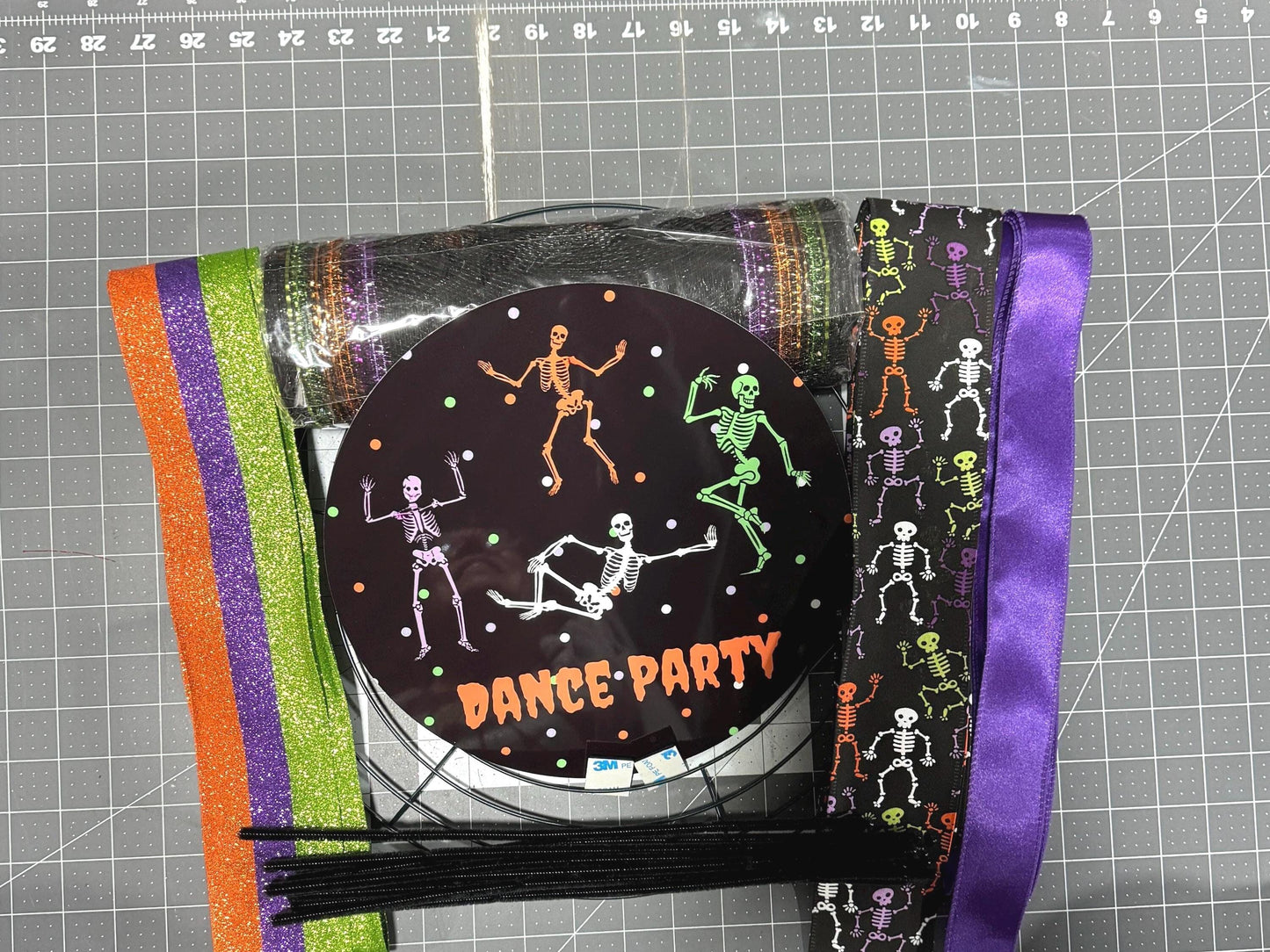 Halloween Wreath Kit, Skeleton Dance Party DIY Wreath