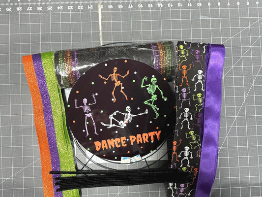 Halloween Wreath Kit, Skeleton Dance Party DIY Wreath, Cute Halloween Dancing Skeletons