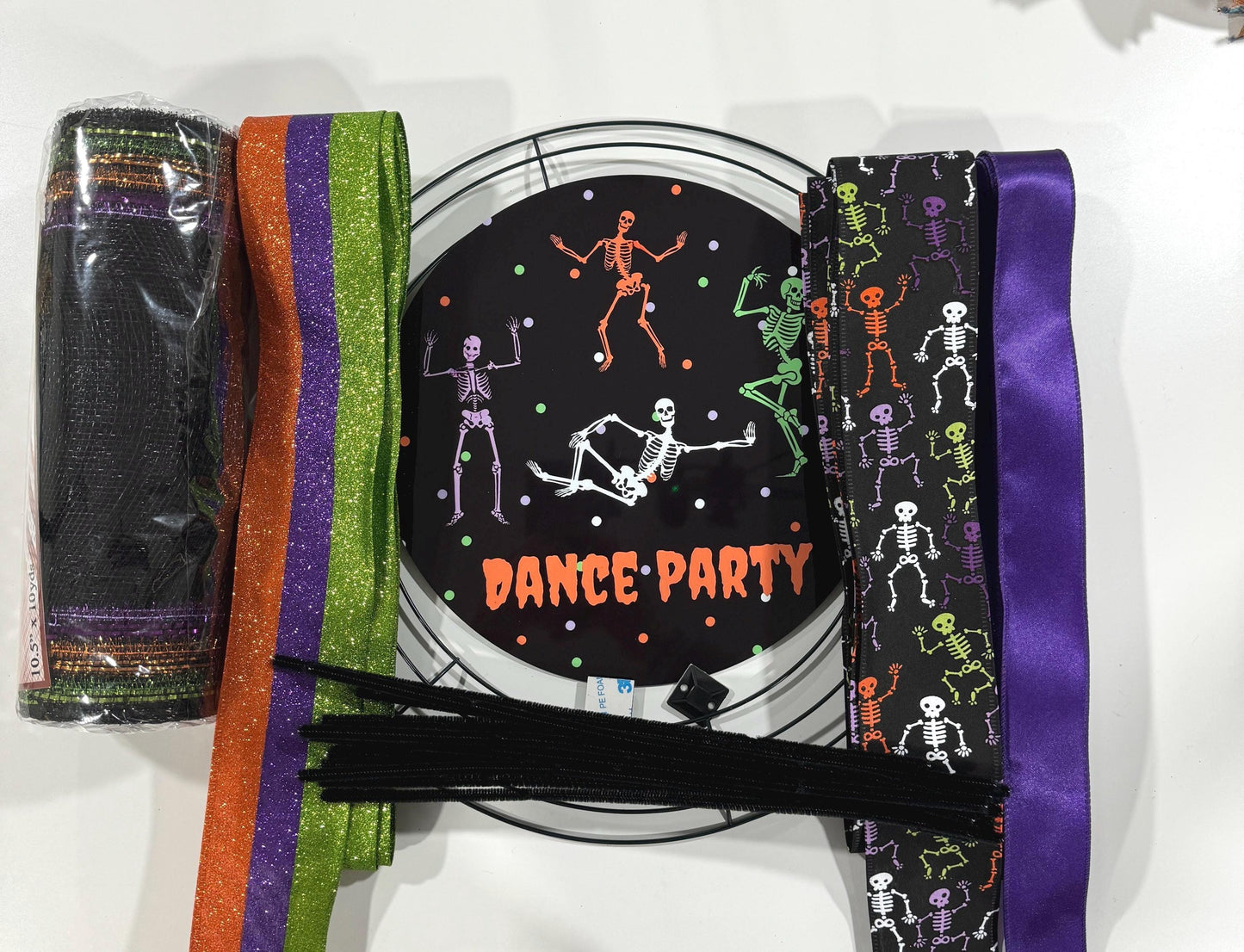 Halloween Wreath Kit, Skeleton Dance Party DIY Wreath