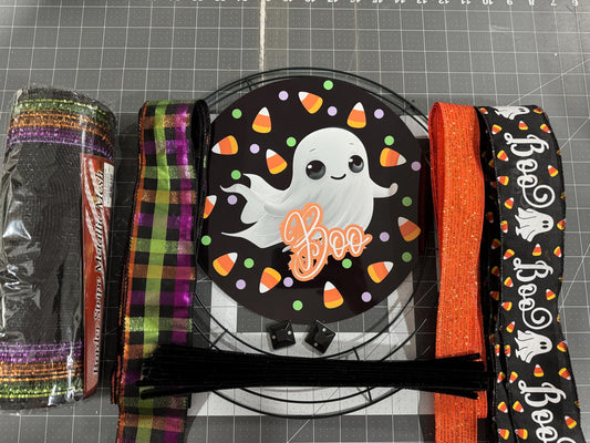 Halloween Wreath Kit, Cute Ghost DIY Wreath