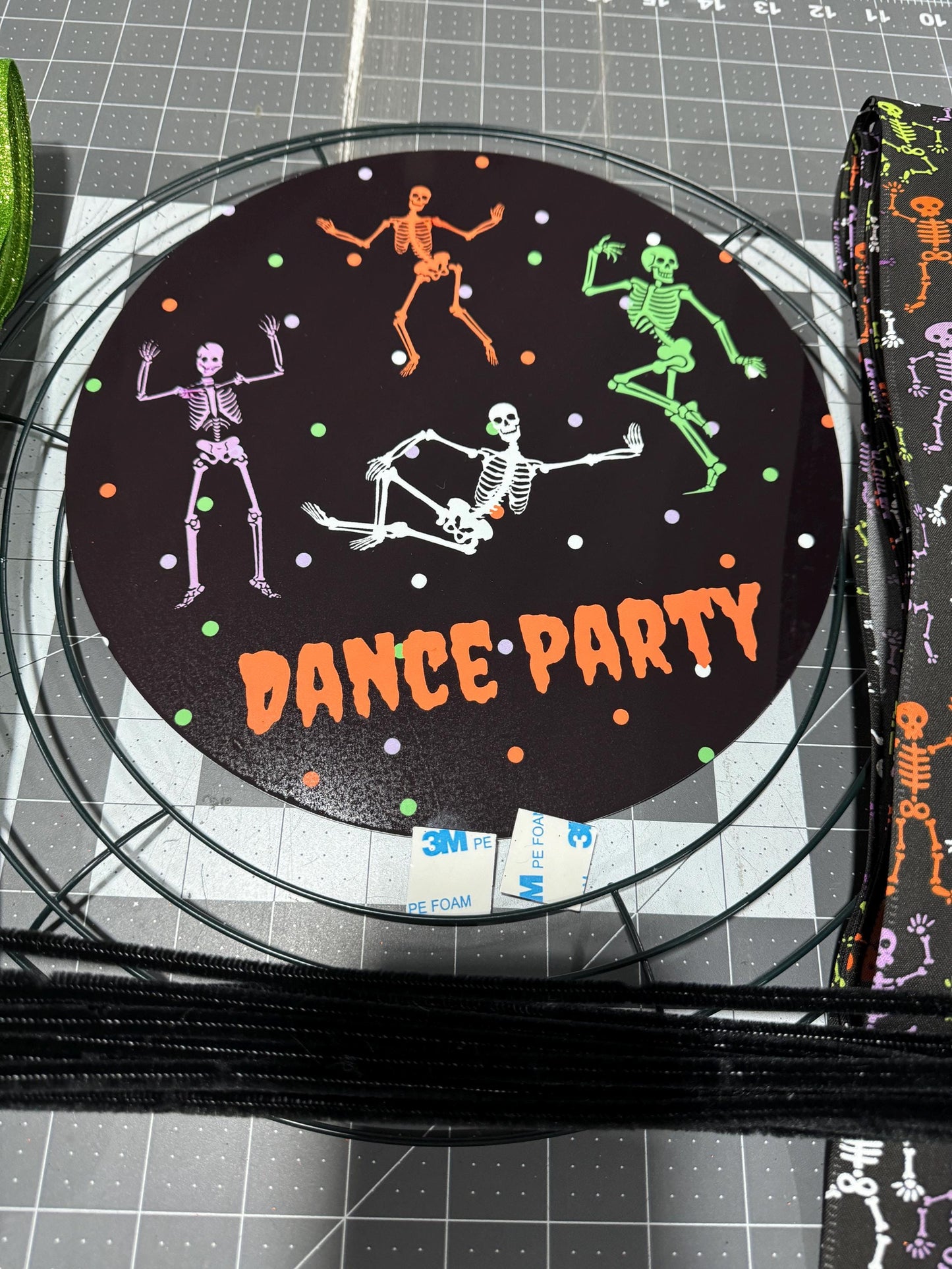 Halloween Wreath Kit, Skeleton Dance Party DIY Wreath, Cute Halloween Dancing Skeletons