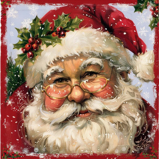 Traditional Santa Claus Christmas wreath sign, Vintage Saint Nicolas metal sign, antique look Santa Claus decoration, SWS81224-8