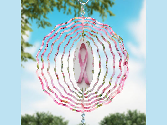Breast Cancer Ribbon Wind Spinner