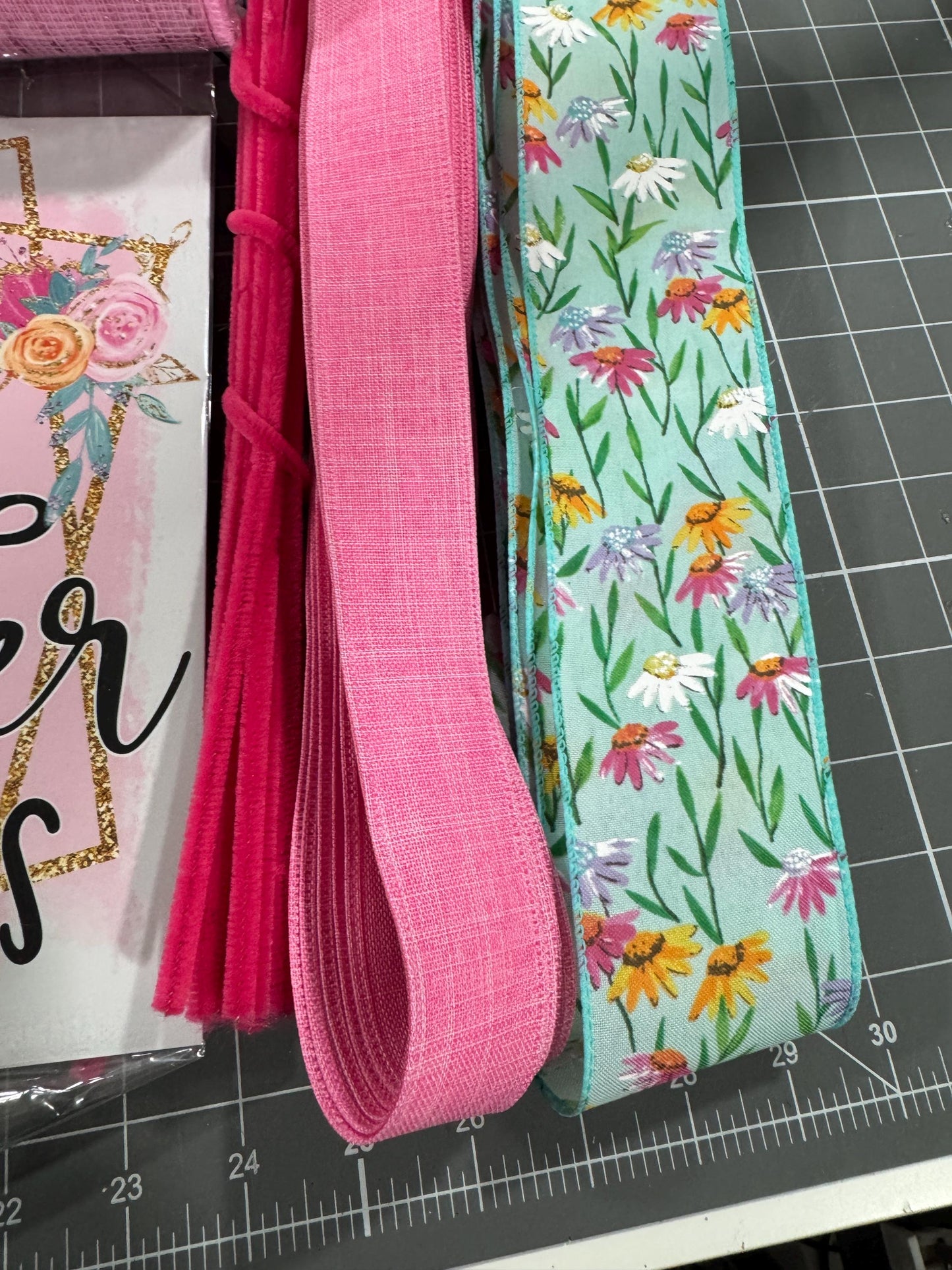 Spring Floral welcome wreath kit, mesh diy wreath kit, Easter Bunny Sign & ribbon kit,make your own wreath, craft supplies for wreath