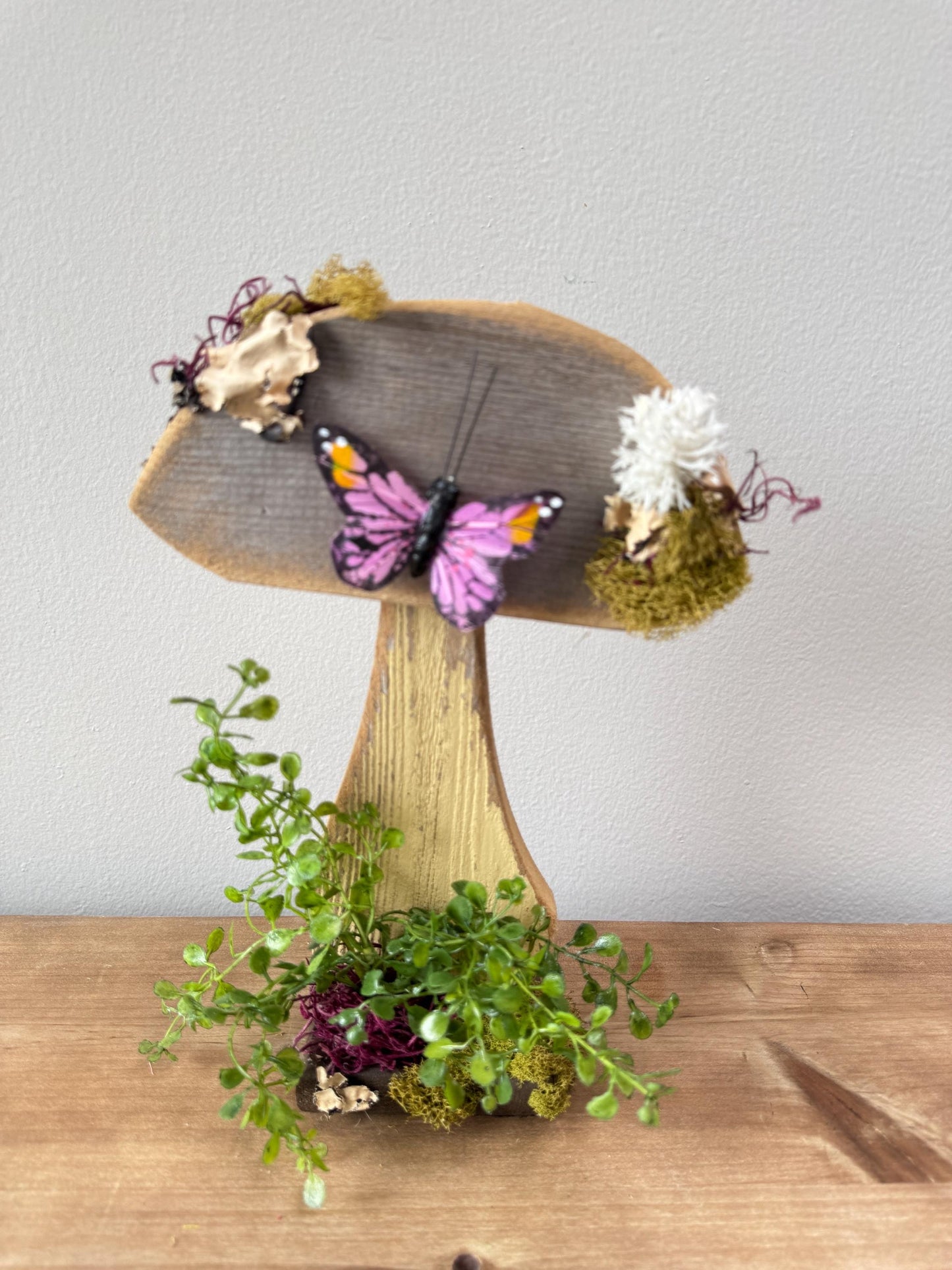 Rustic Mushroom Decor with Butterfly