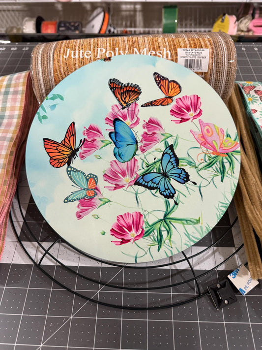 Spring WIldflower and Butterfly Welcome DIY Wreath Kit