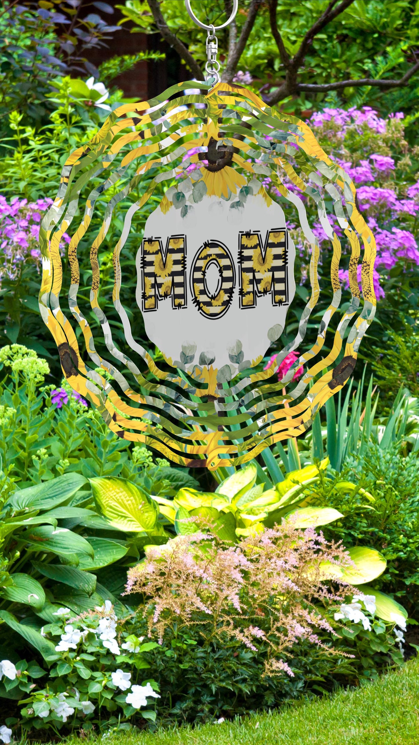 Mom sunflower Wind Spinner, Mothers Day Gift Flower Wind Sun Catcher, Gardener Gift, Garden Lover Gift