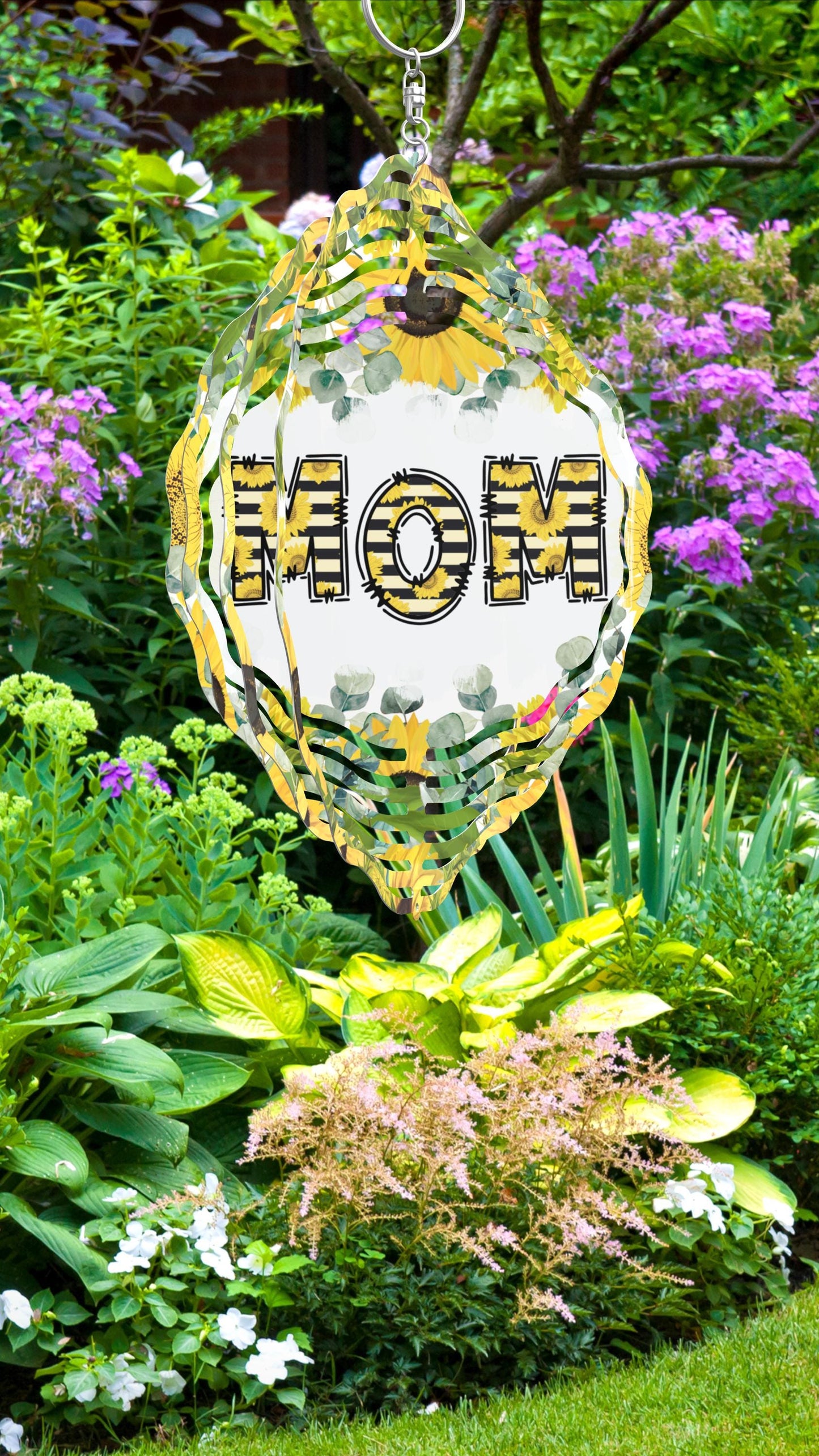 Mom sunflower Wind Spinner, Mothers Day Gift Flower Wind Sun Catcher, Gardener Gift, Garden Lover Gift