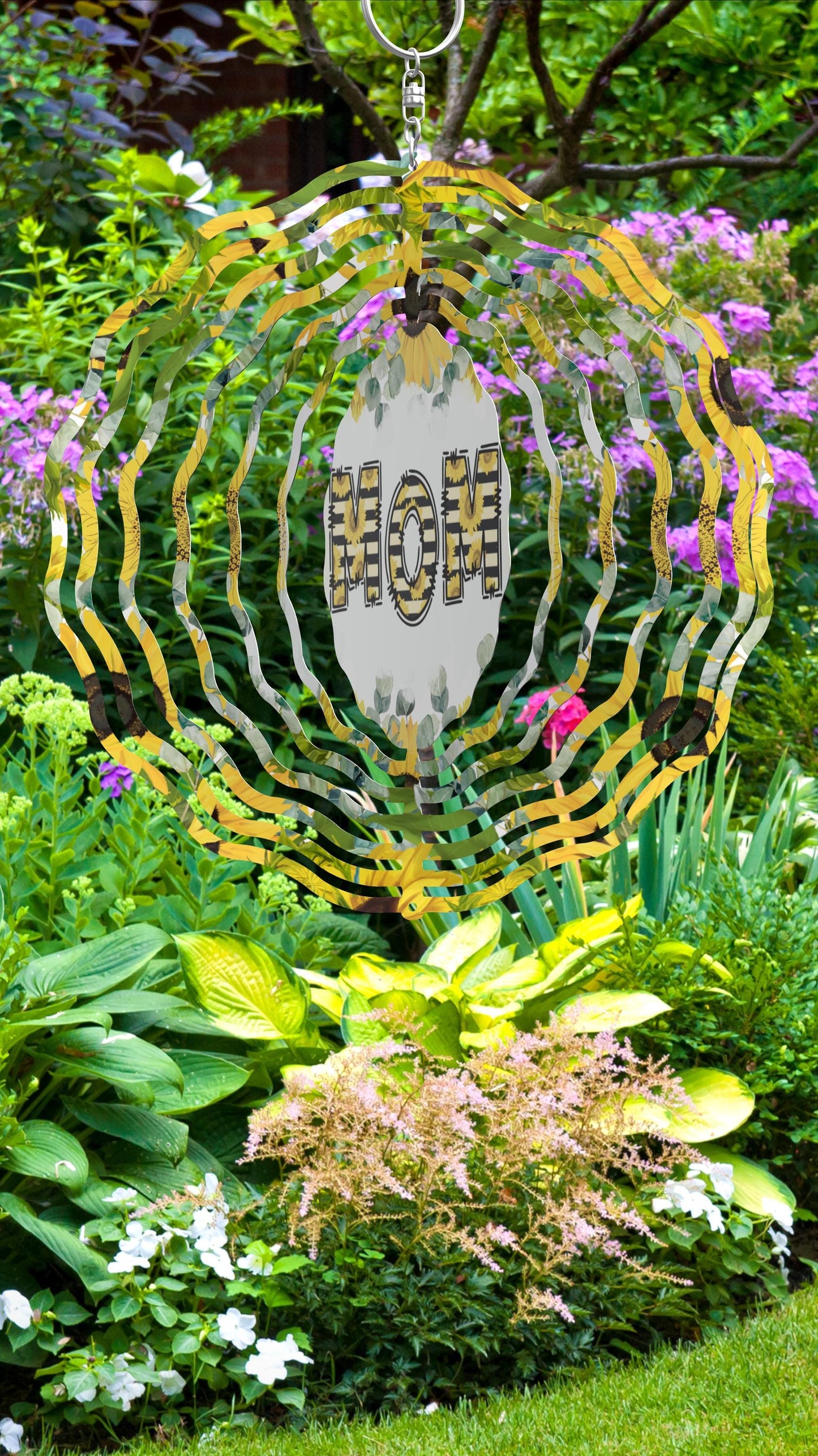 Mom sunflower Wind Spinner, Mothers Day Gift Flower Wind Sun Catcher, Gardener Gift, Garden Lover Gift