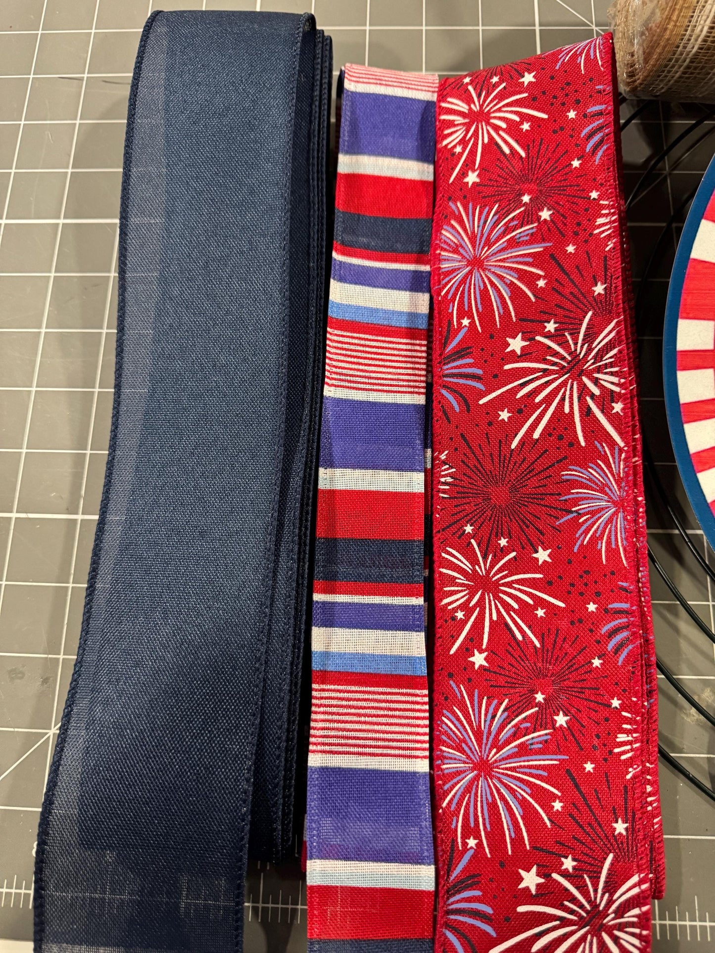 Patriotic Floral Welcome Wreath Kit, mesh diy wreath kit, 4th of July sign & ribbon kit, Craft supplies to make your own wreath