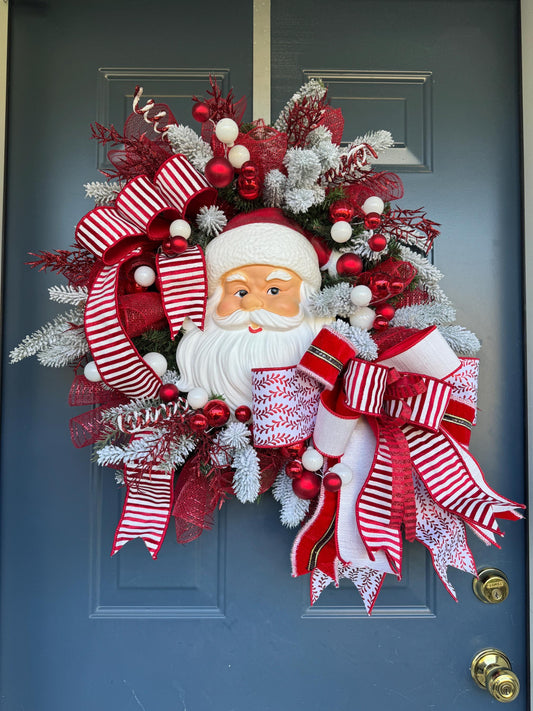 Vintage Santa Christmas Wreath