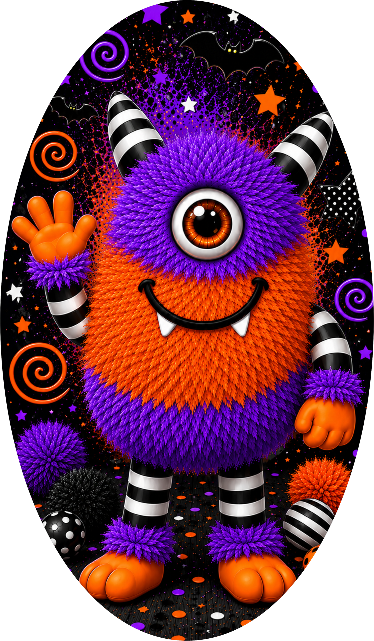 Purple Orange Monster Oval Wreath Sign