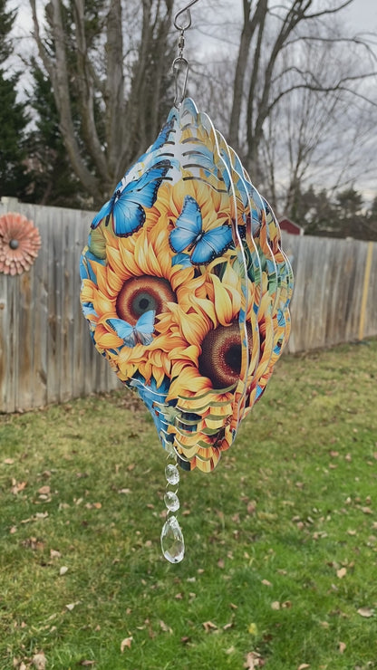 Sunflower and Blue Butterfly Wind Spinner