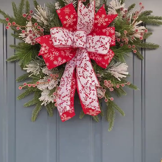 Winter Snowflake Wreath with Red Berries