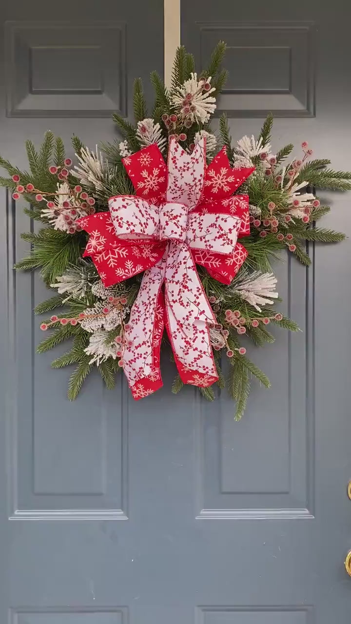 Winter Snowflake Wreath with Red Berries