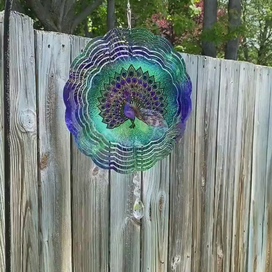 Peacock Wind Spinner, Hanging Stained Glass Look  Peacock Metal Wind Spinner, Garden Lover Gifts, Yard Art  Peacock Sun Catcher