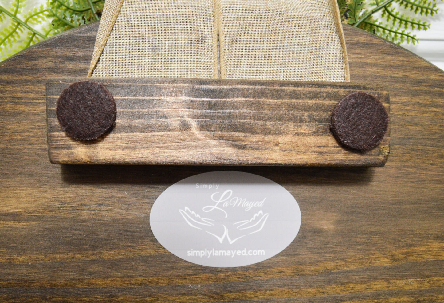 Wood Welcome Door Hanger, 18" Brown Stained Welcome for Front Door