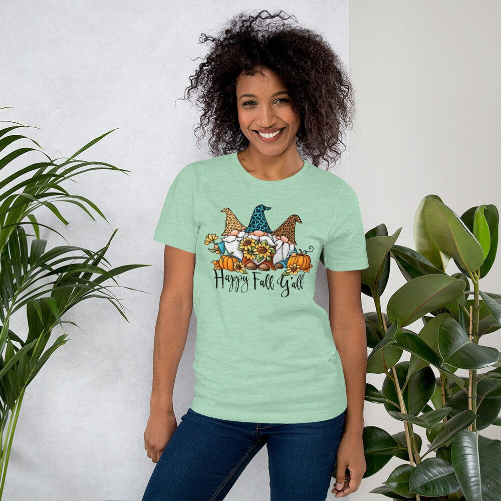 Fall Y’all T-shirt, Leopard Gnome Shirt, Autumn Tee, Pumpkin T-shirt, Pumpkin Patch T-shirt
