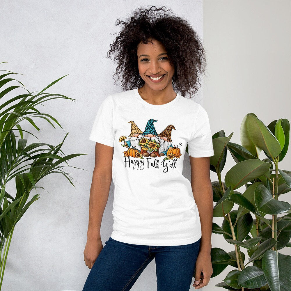 Fall Y’all T-shirt, Leopard Gnome Shirt, Autumn Tee, Pumpkin T-shirt, Pumpkin Patch T-shirt