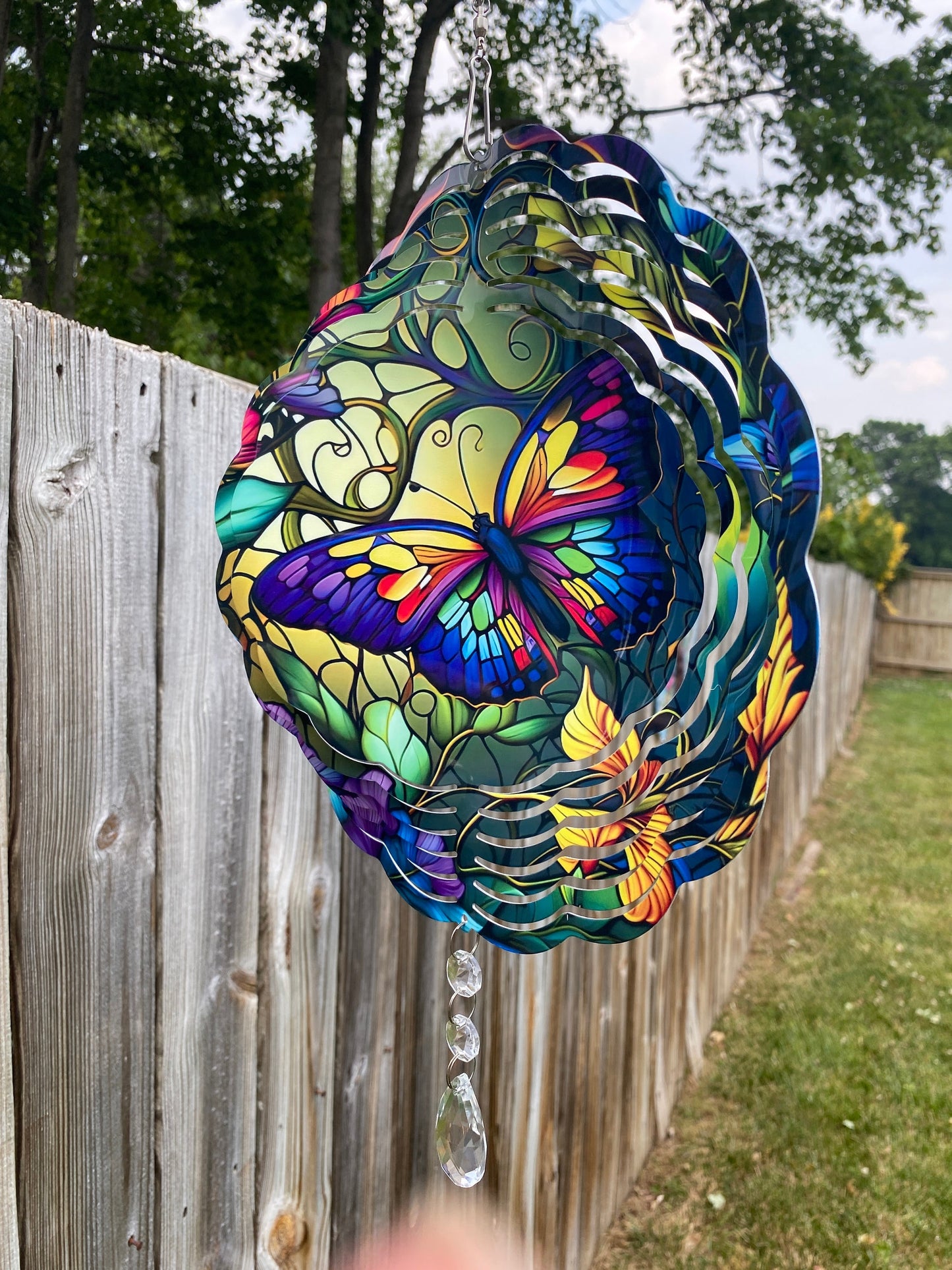 Butterfly Wind Spinner, Hanging Stained Glass Effect Butterfly Wind Spinner, Butterfly Gifts, Yard Art Metal Butterfly Wind Sun Catcher