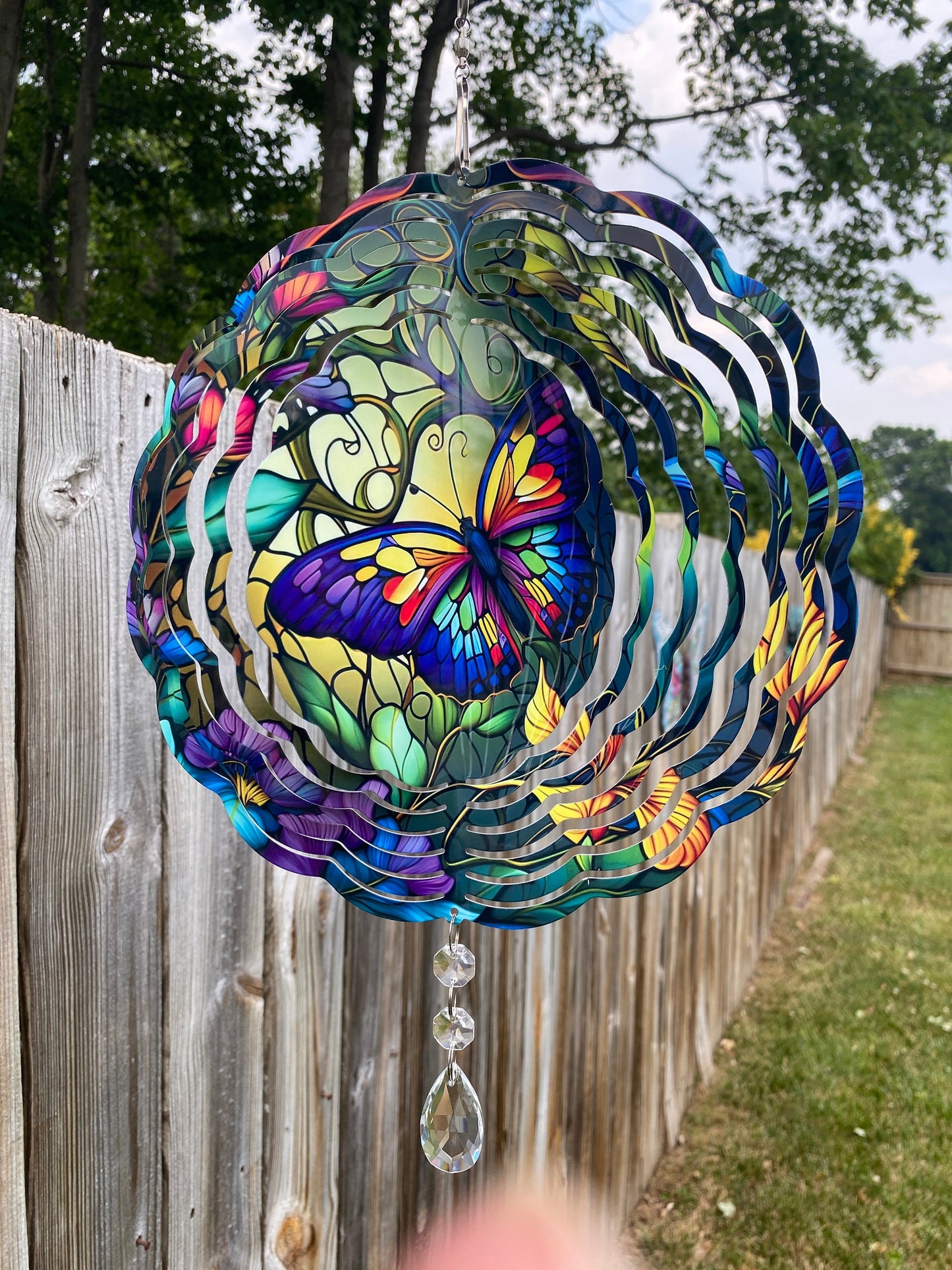 Butterfly Wind Spinner, Hanging Stained Glass Effect Butterfly Wind Spinner, Butterfly Gifts, Yard Art Metal Butterfly Wind Sun Catcher